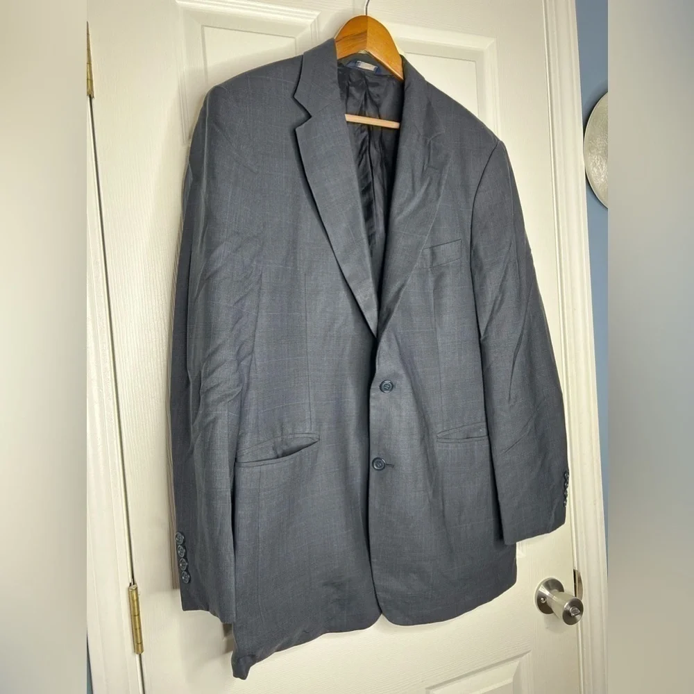 Brooks Brothers 346 Mens 42L Blue Plaid Wool Suit Jacket Blazer Sport Coat 42 L